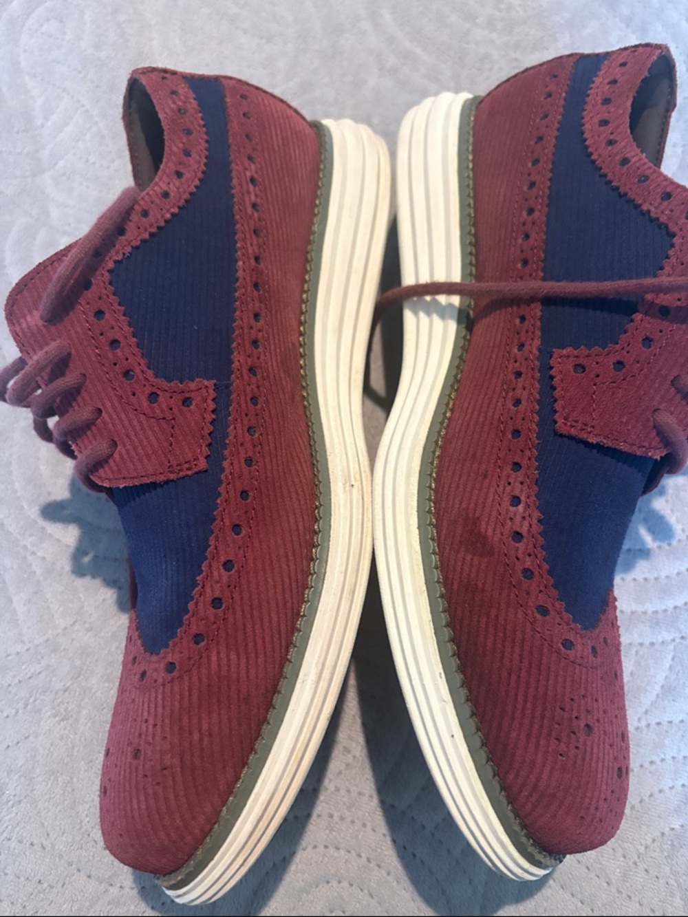 Cole Haan Men's Og Rem Longwing Burgundy & Navy Mesh Derby Shoes; Sz: 8.5; EUC - Picture 4 of 8